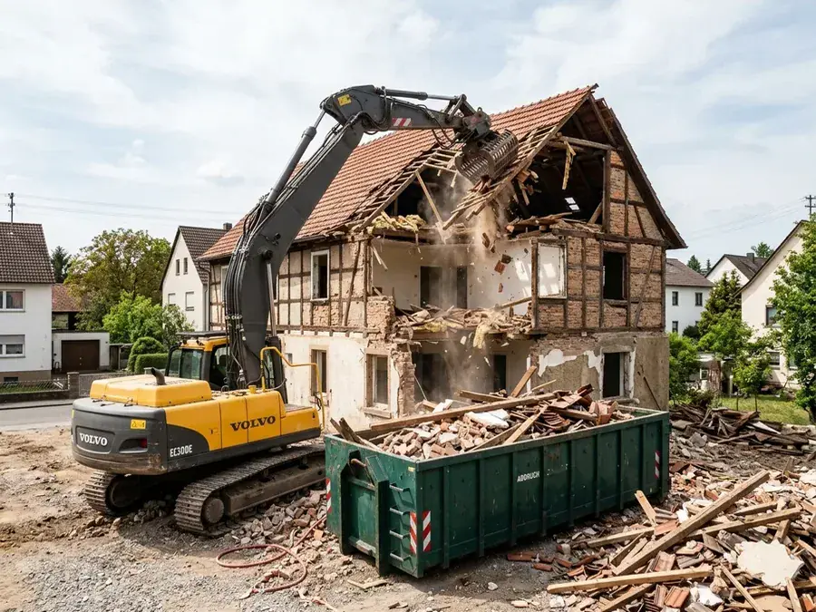 Abriss in Berlin: Bagger reißt ein Wohnhaus ab